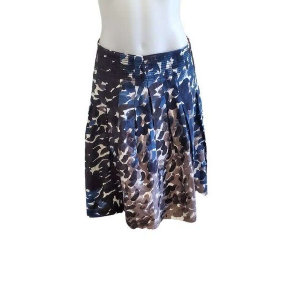 Anthropologie Maeve A-Line Pleated Midi Skirt Multicolor Watercolor Pockets Sz 4
